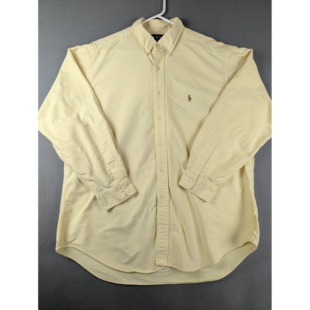Polo Ralph Lauren Yarmouth Shirt Mens 17 34/35 Yellow Cotton Oxford Button Down